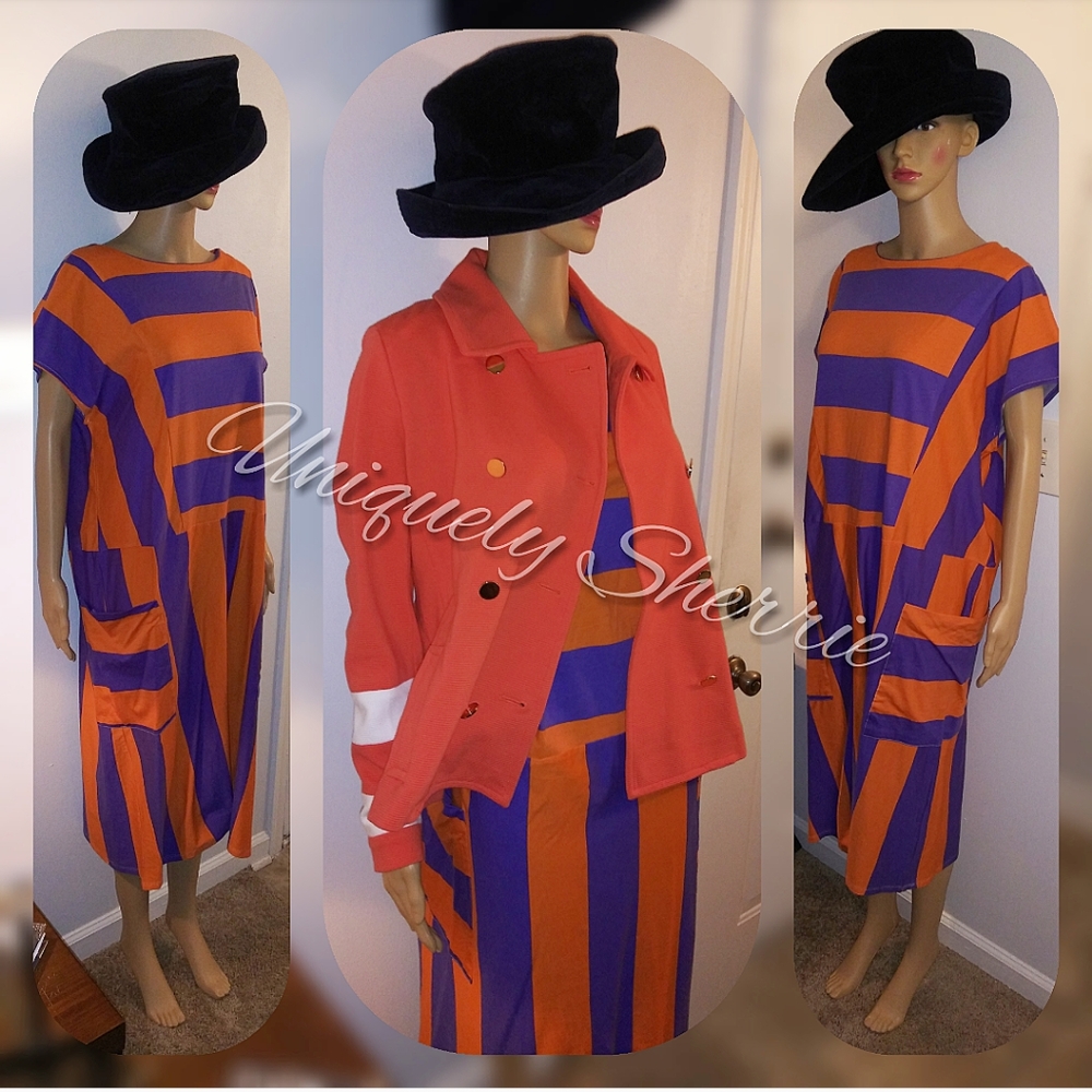 SOLD. Zara Trafaluc Orange/Purple Dress - Picture 3 of 8